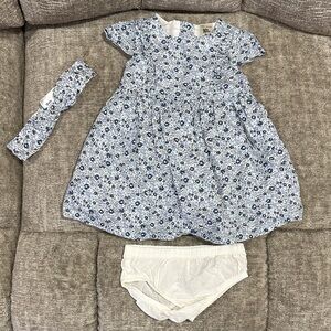Baby B’gosh Blue Floral Kids Dress with Matching Headband and Bloomers